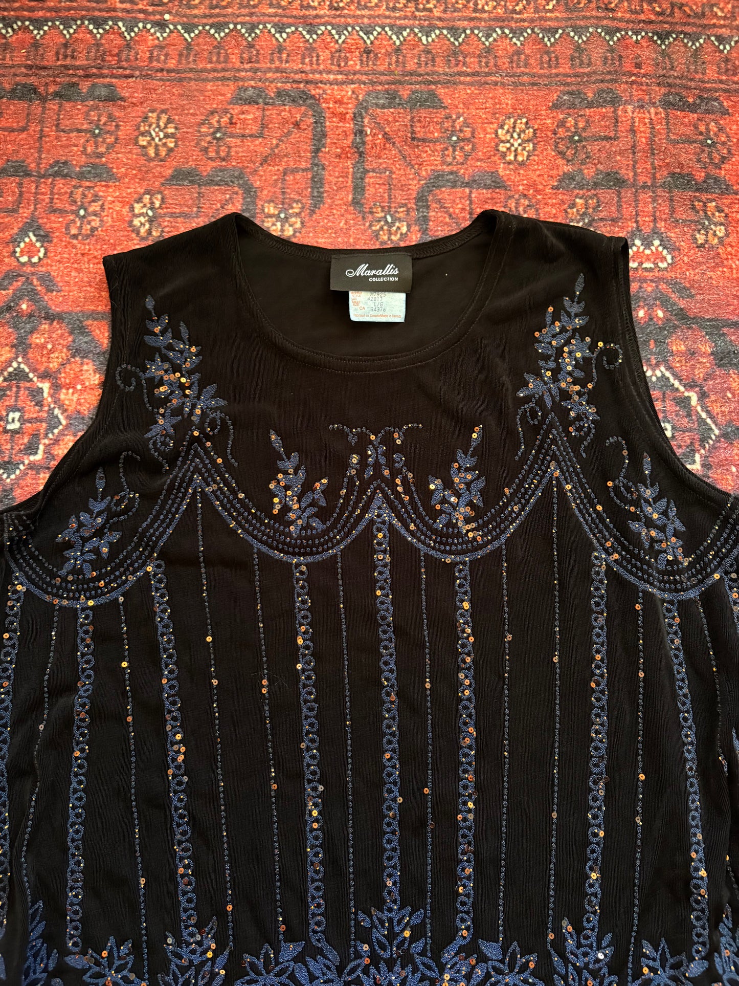 Y2K BLACK EMBELLISHED TOP - L