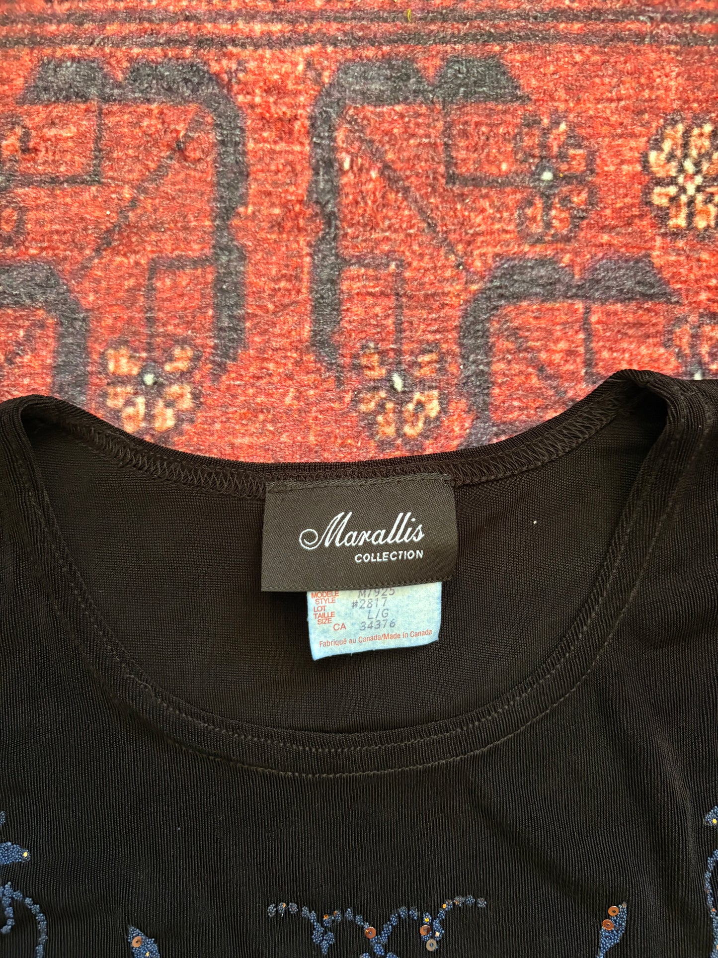 Y2K BLACK EMBELLISHED TOP - L