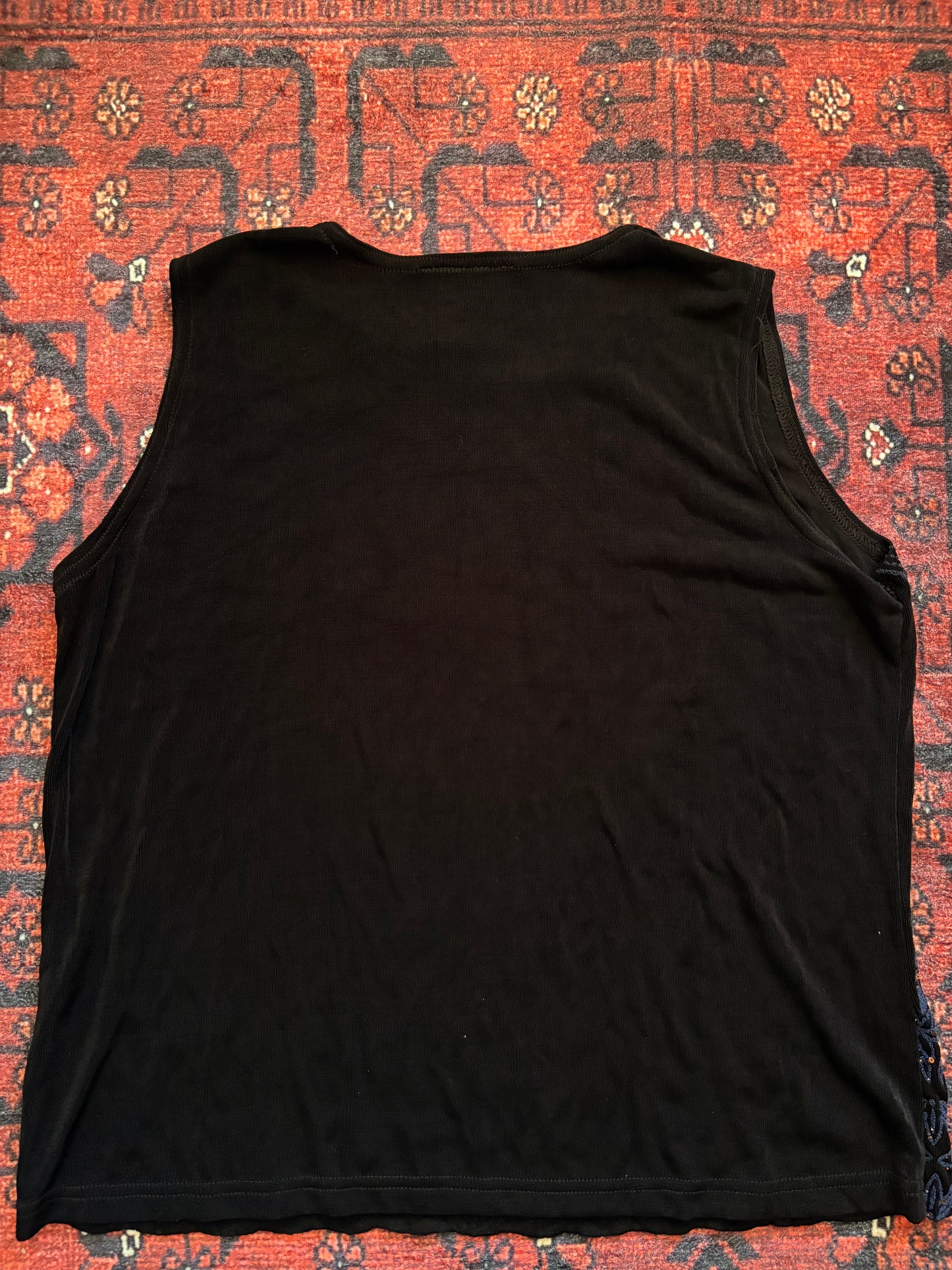 Y2K BLACK EMBELLISHED TOP - L