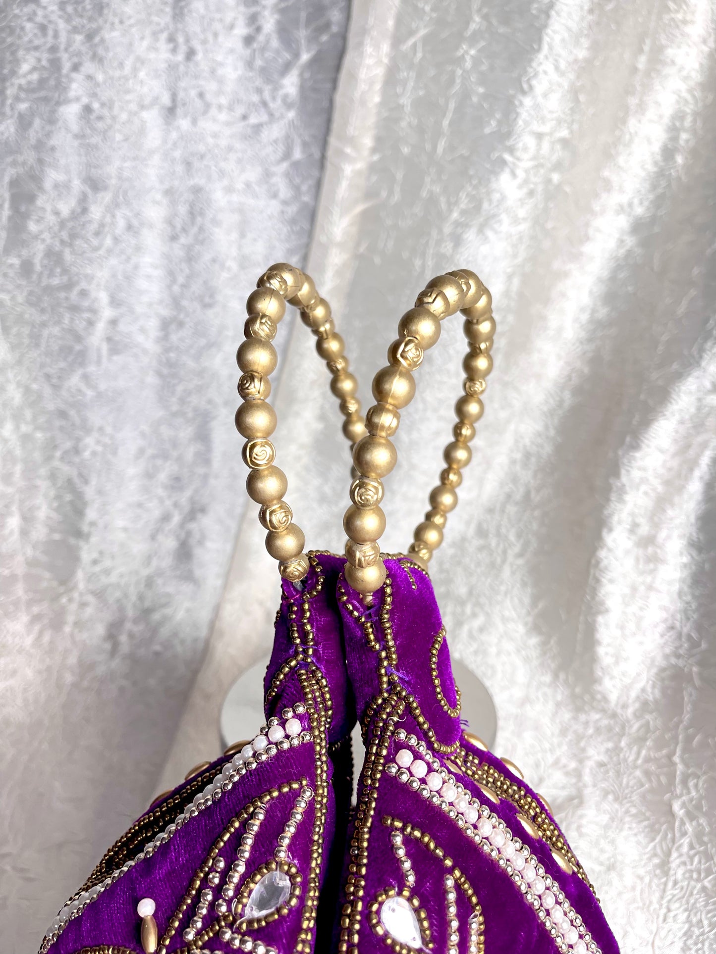 PURPLE ZARI VELVET POTLI BAG