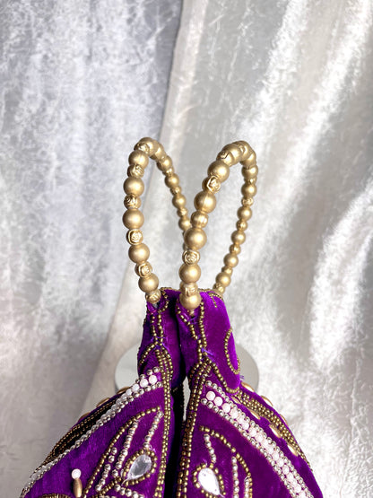 PURPLE ZARI VELVET POTLI BAG
