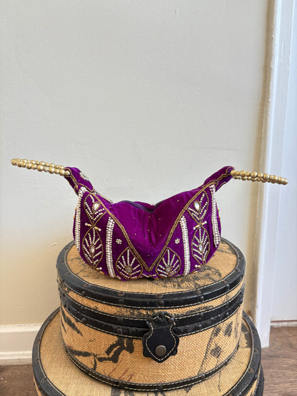 PURPLE ZARI VELVET POTLI BAG